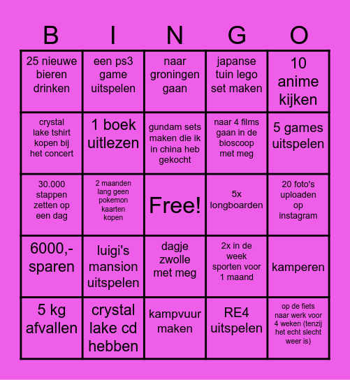 Bingo kaart Bas 2026 Bingo Card