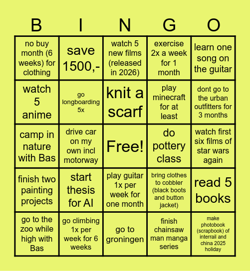 Bingo card Meg 2026 Bingo Card