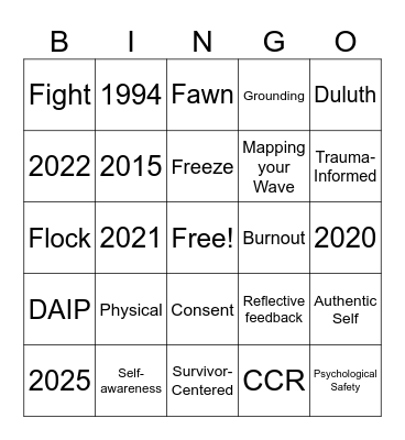 BWJP Bingo Card