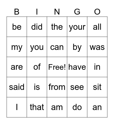 HEART WORDS Bingo Card