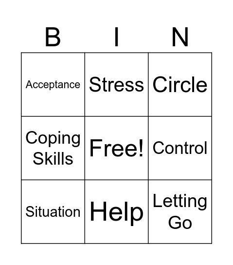 Circles of Control Bingo Card