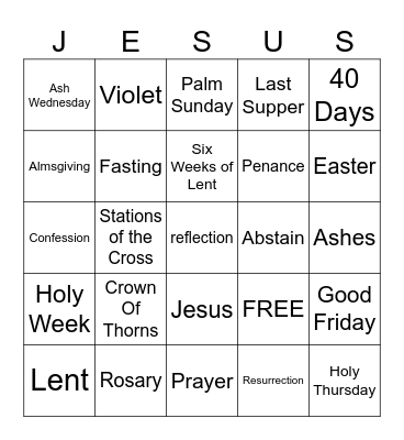 Lent Bingo Card