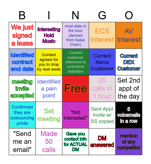 Call Blitz Bingo Card