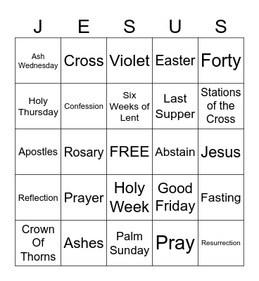 Lent Bingo Card