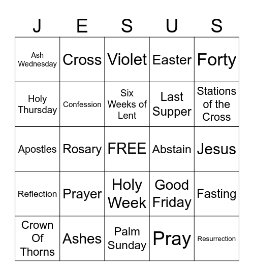 Lent Bingo Card
