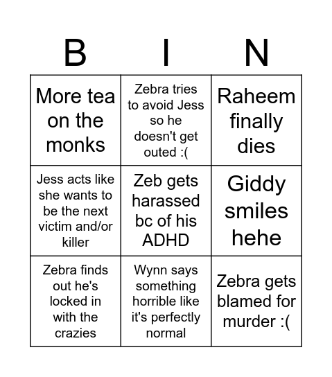 Gothic Gays BINGO Card