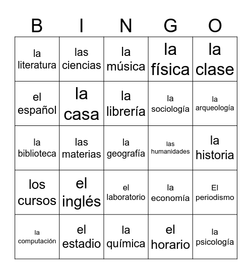 Senderos 1 Leccion 2 Bingo Card