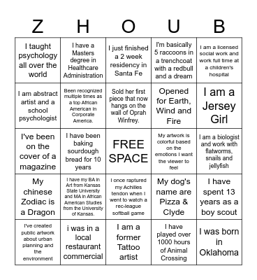 ARTIST ZHOU "B-INGO" - Bingo Card