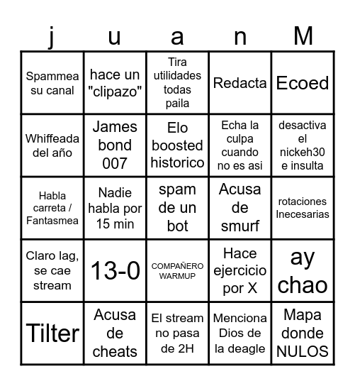 Juanm son Bingo Card