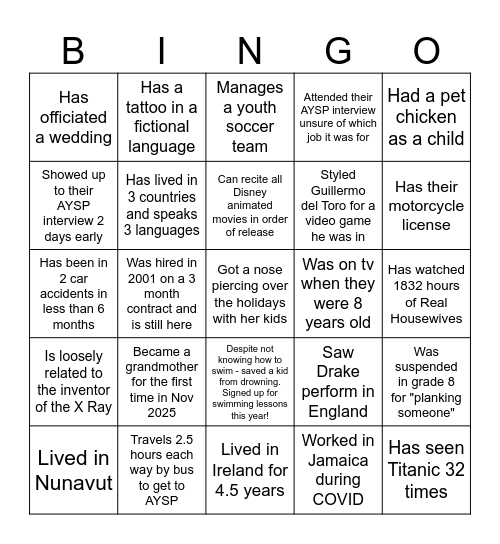 Find Someone Who... Bingo Card