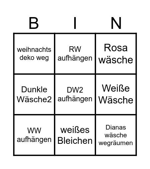 cleaning add Bingo Card