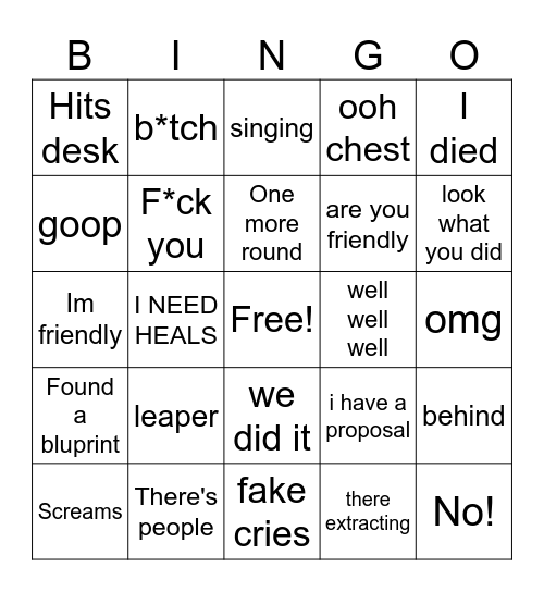 Arc Raiders Bingo Card