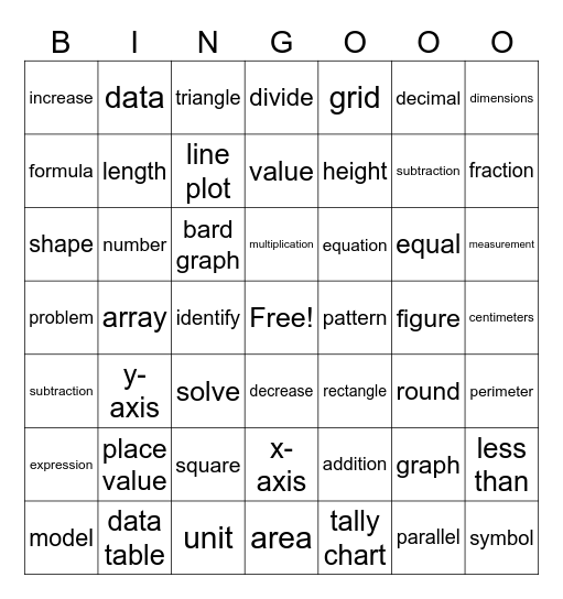 CRESCENDO Math Bingo Card