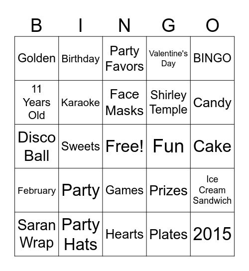 Lucy's Golden Birthday! Bingo Card