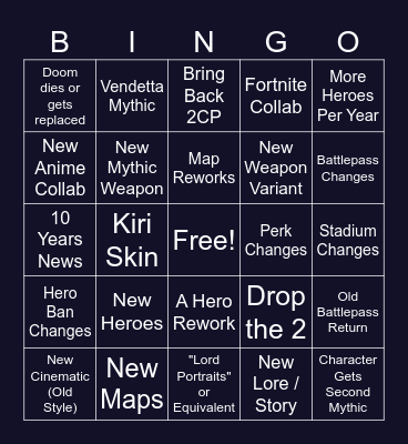 Overwatch 2026 Spotlight Bingo Card
