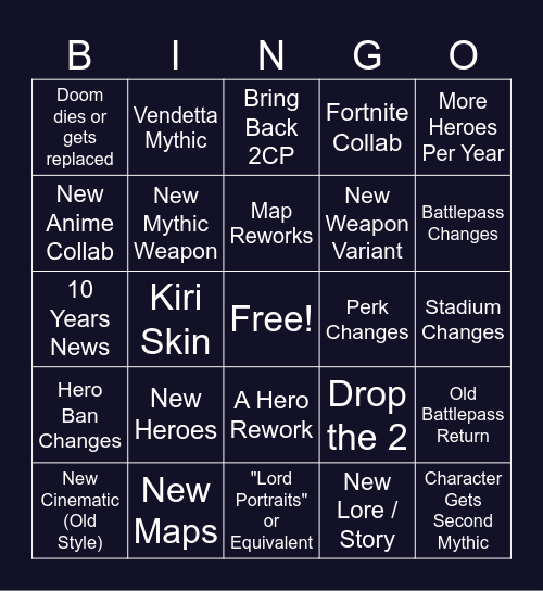 Overwatch 2026 Spotlight Bingo Card
