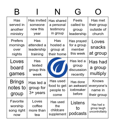 Small Group Leader Bingo Card