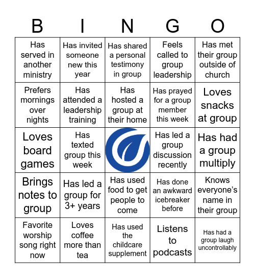 Small Group Leader Bingo Card