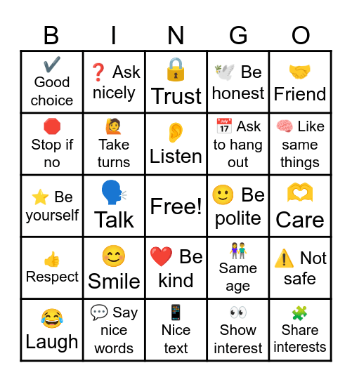 Dating Skills Bingo Card