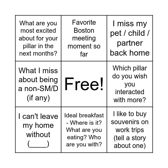 Breakfast Bingo Card
