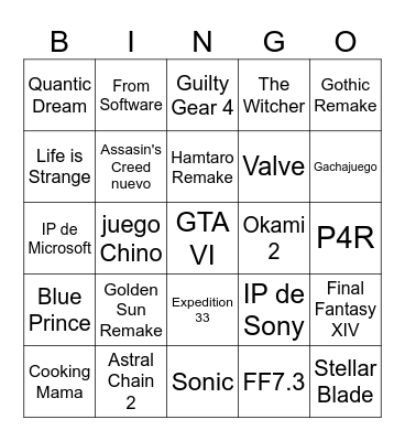 Nintendo Coso Bingo Card