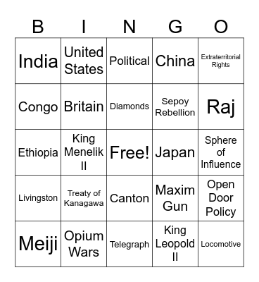 Unit 5 Bingo Card