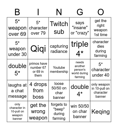 Untitled Bingo Card