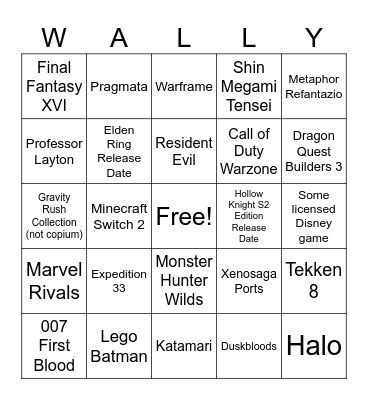 WALLY GETS FREAKY AT THE NINTENDO PARTNER DIRECT Bingo Card