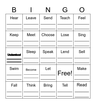 IRREGULAR VERB #2 / LEVEL 4 Bingo Card