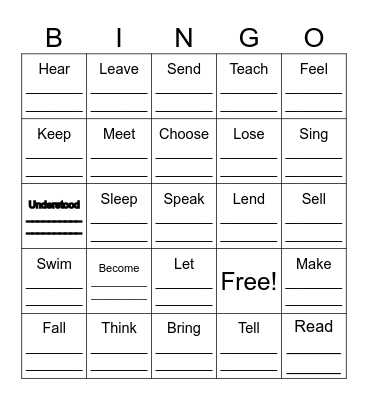 IRREGULAR VERB #2 / LEVEL 4 Bingo Card