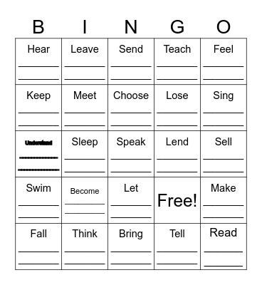 IRREGULAR VERB #2 / LEVEL 4 Bingo Card