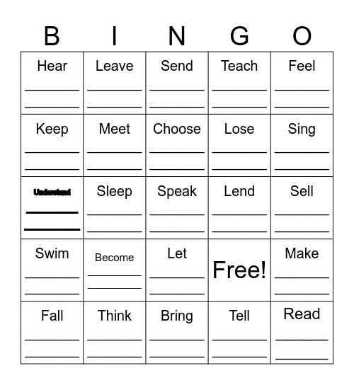 IRREGULAR VERB #2 / LEVEL 4 Bingo Card