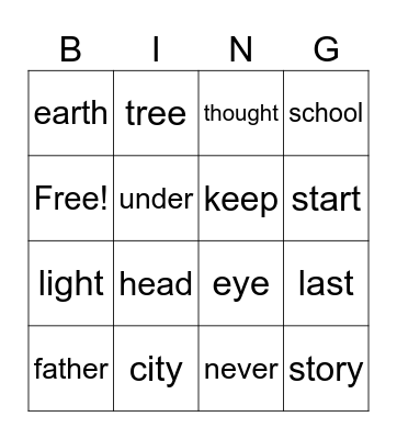 Most Common Words 15 Bingo Card