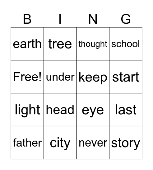 Most Common Words 15 Bingo Card