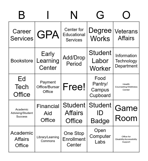CT State Lingo Bingo Card