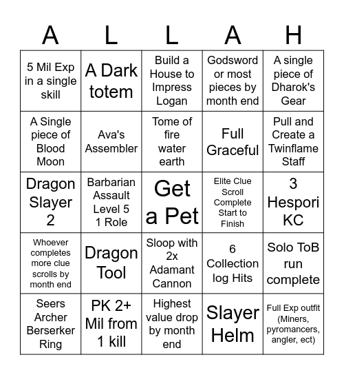 In the Name of Bingo Card