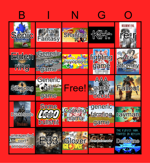 Nintendo Direct Bingo Card
