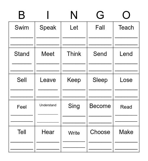 #2 IRREGULAR VERBS Bingo Card
