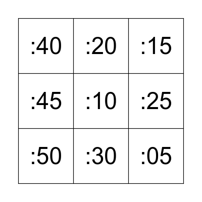 time bingo RK Bingo Card