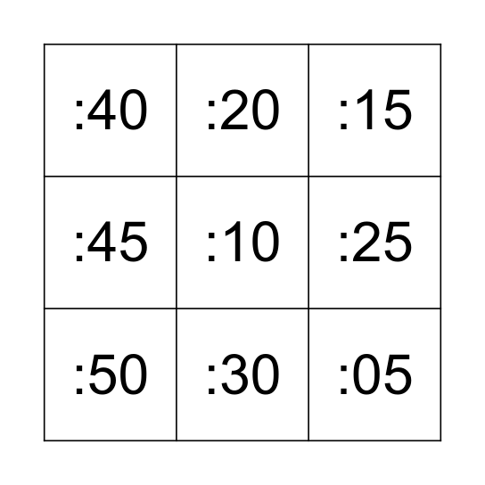 time bingo RK Bingo Card