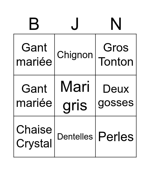 Bingo sans titre Bingo Card