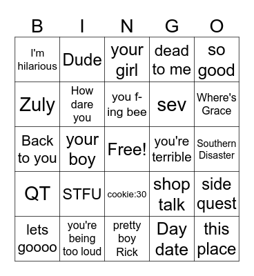 JKF Bingo Card