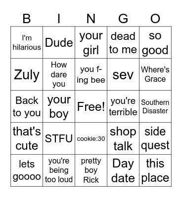 JKF Bingo Card