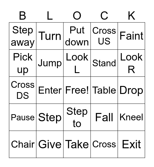 Blocking Bingo ( words) Bingo Card
