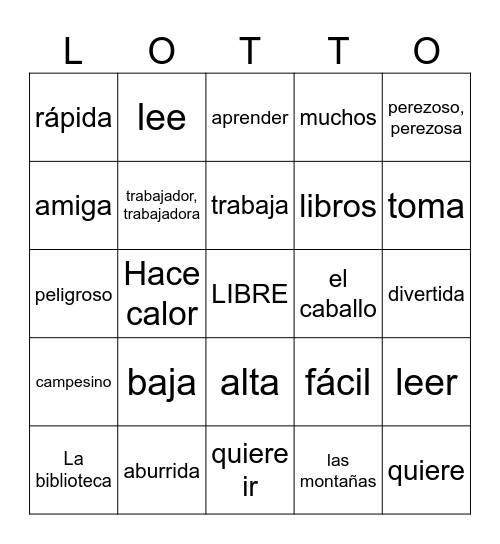 Karen y La Fortuna Bingo Card