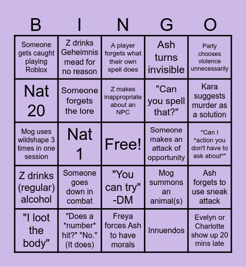DND Bingo :D Bingo Card