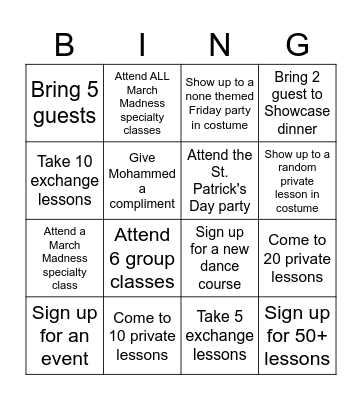 March Madness Bingo Card