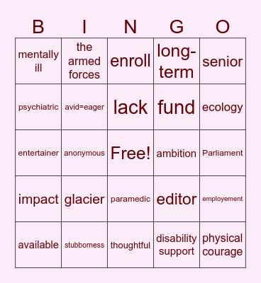 Grade 11 Unit 6 High Flyers Bingo Card