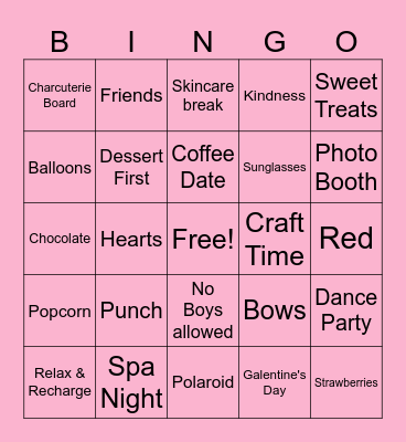 GALENTINE'S 2026 Bingo Card