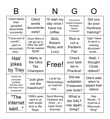 "And, We're Off..." Bingo Card